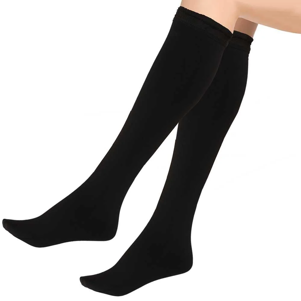 3 пары Женские Чёрные Термо носки до колена с подкладкой из флиса Teddy для зимы, фото №2