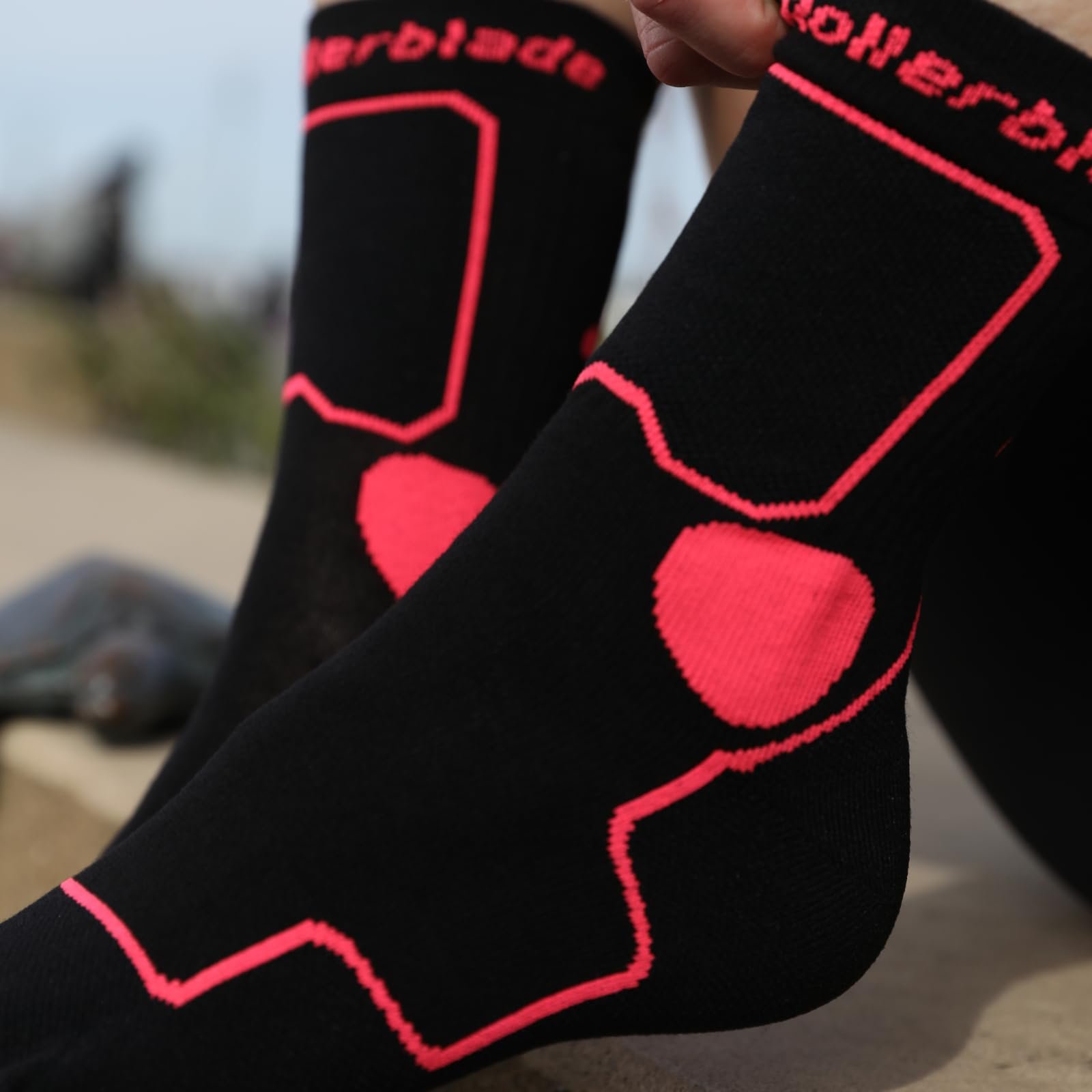 Носки для роликов Rollerblade SKATE SOCKS W Черный/Розовый, фото №6