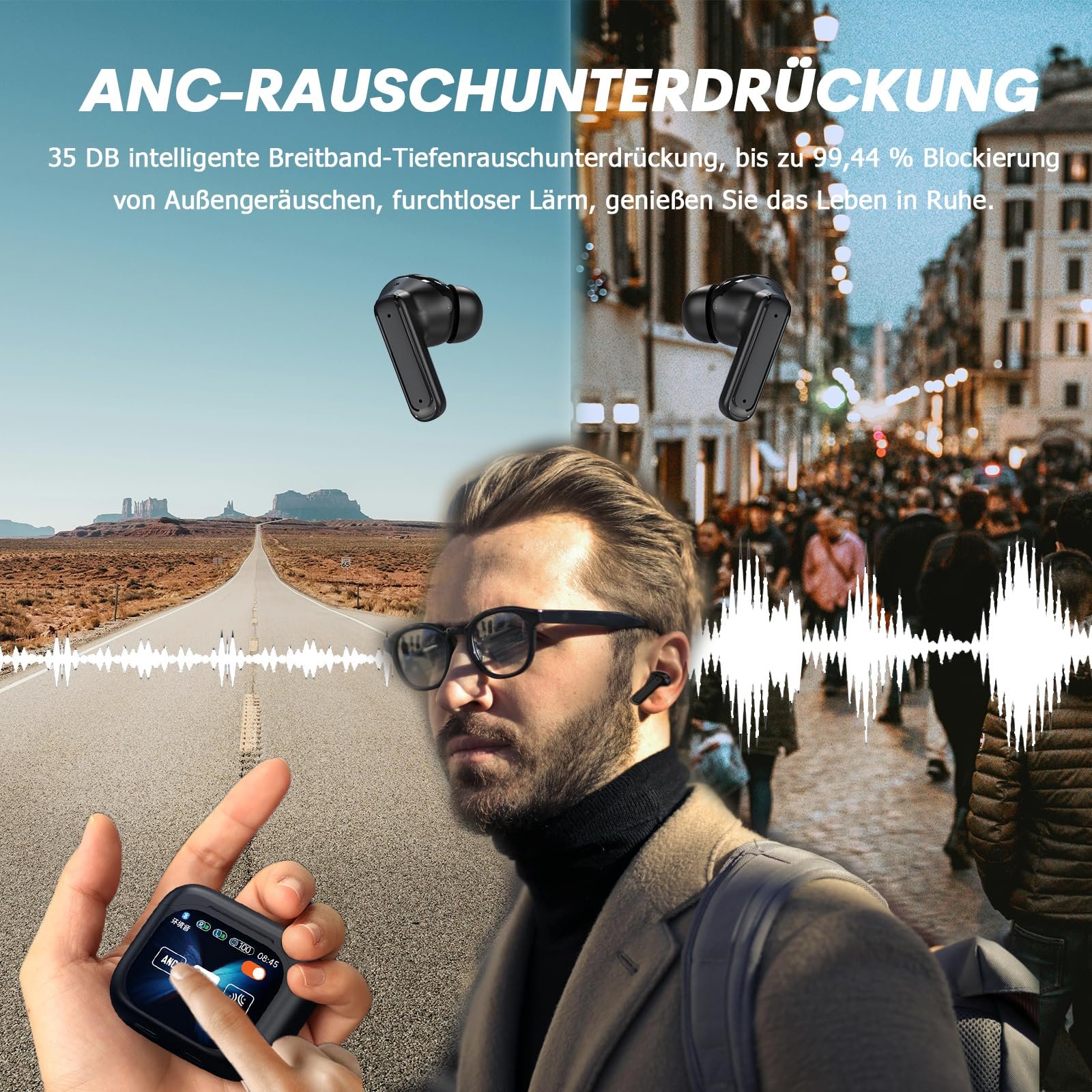 Навушники-перекладачі з активним шумозаглушенням Вкладиші з сенсорним екраном, фото №6