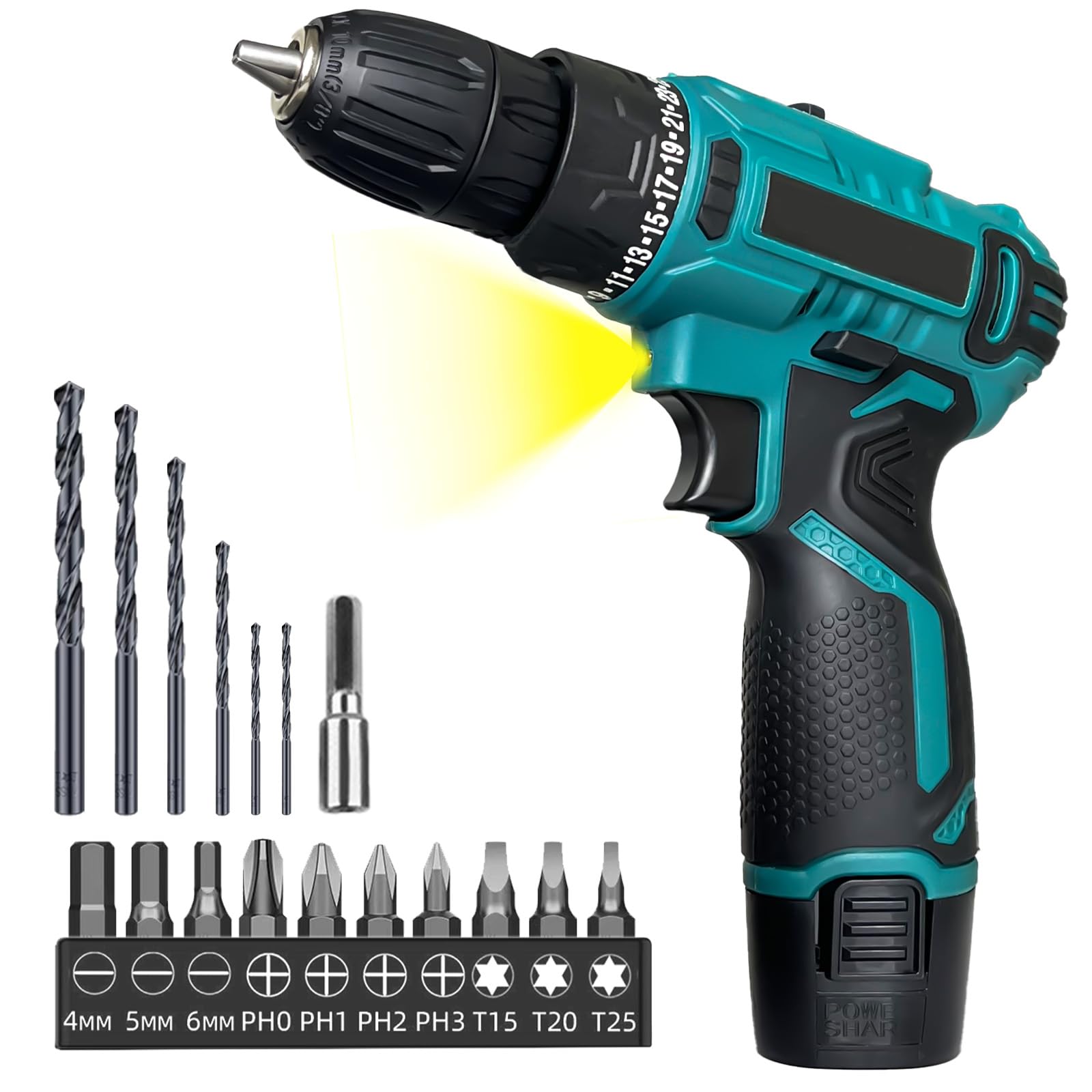 Набор аккумуляторных отверток 12 V 25+1 Torque Levels 45 Nm 2-Speed 17 Pieces Accessory Set, фото №1