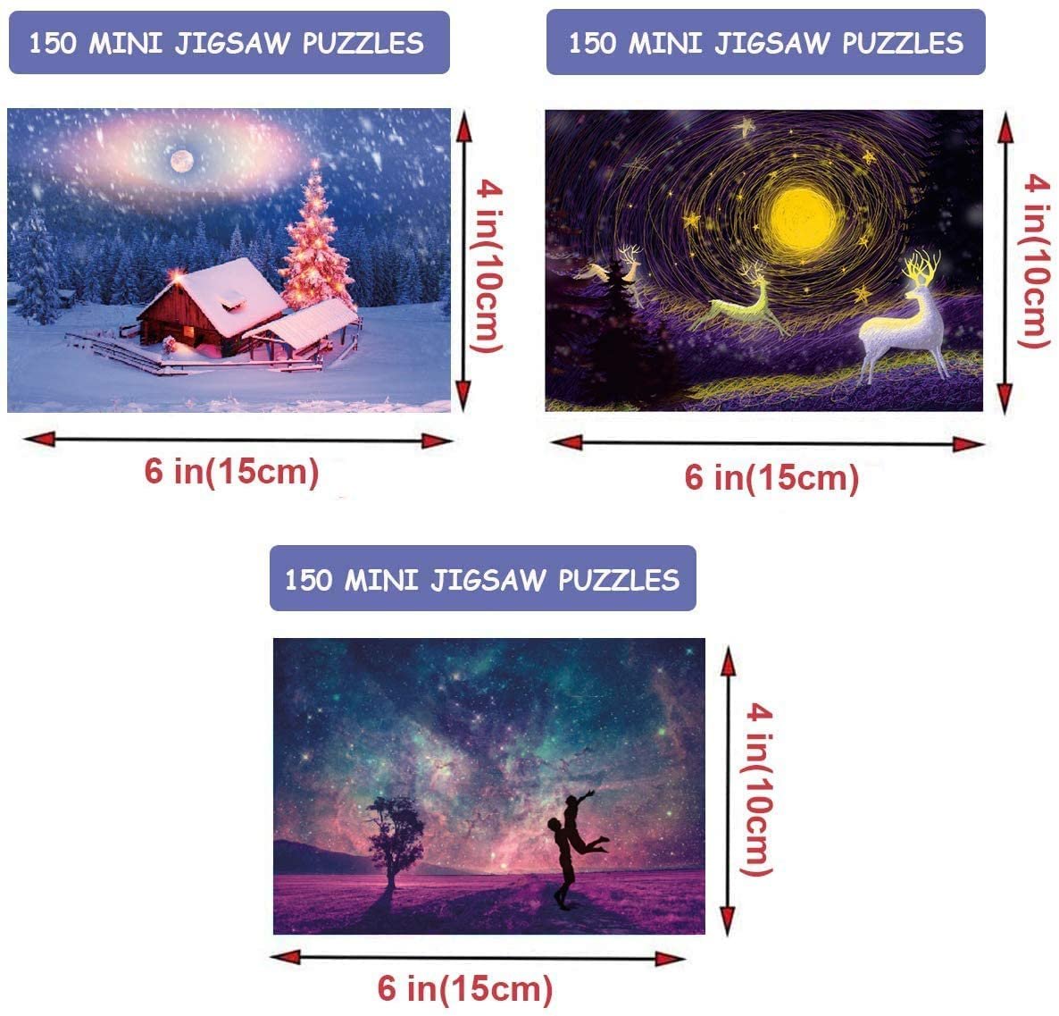 Набор пазлов Mini Puzzles 150 элементов 3 шт. Пейзажи 15 х 10 см, фото №2