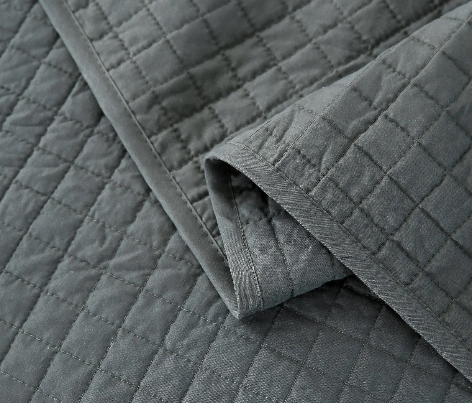 Покривало WOLTU, 240 x 260 см, темно-сіре, 360 GSM, клаптикова техніка, двосторонній дизайн, фото №4
