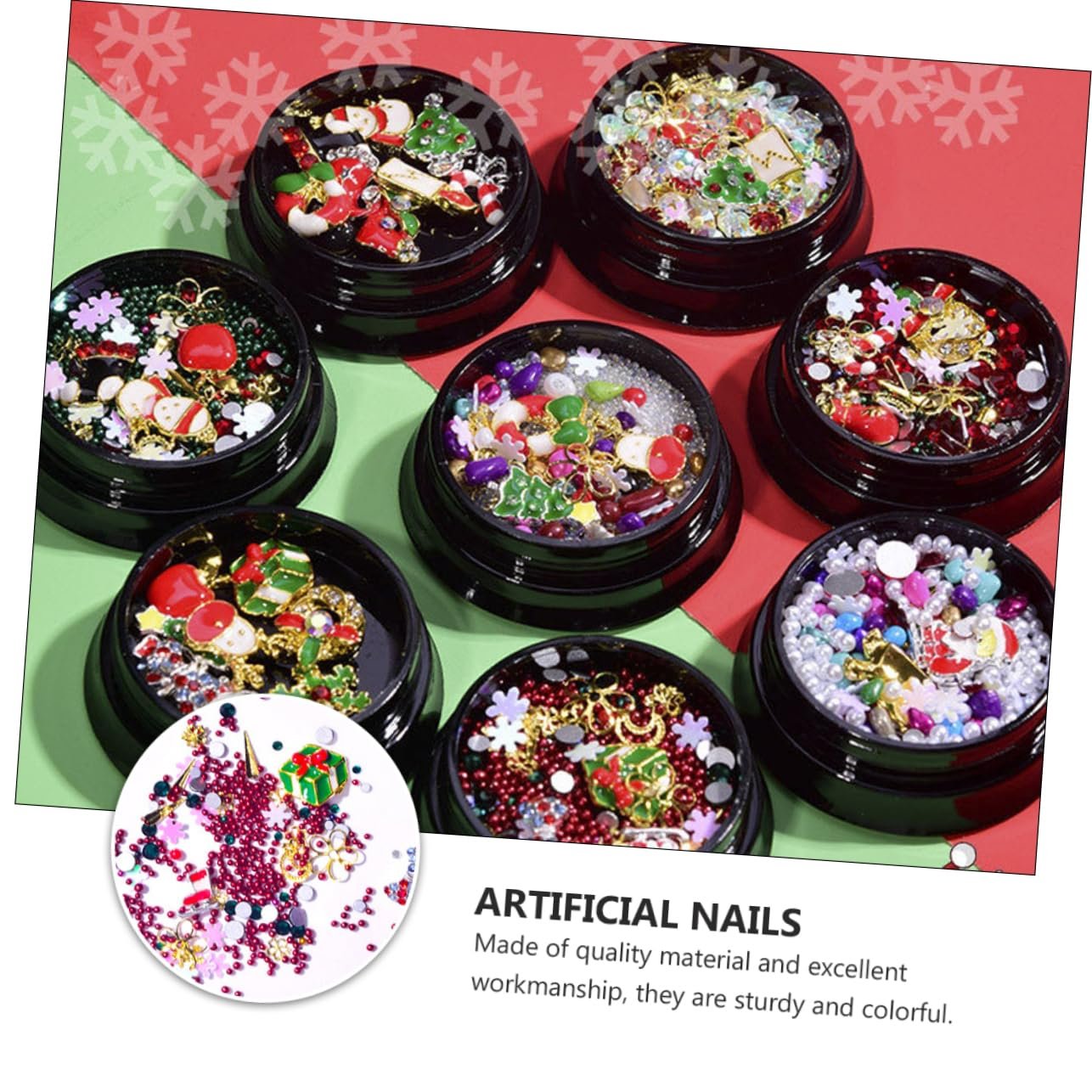 Стрази для нігтів Різдвяні FRCOLOR, кристали, різдвяний дизайн, фото №5