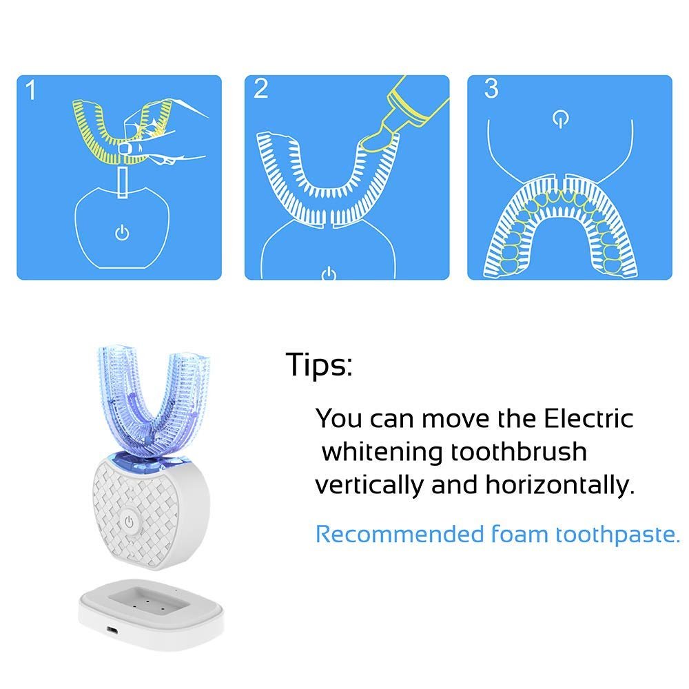 Електрична ультразвукова зубна щітка Автоматична 360° Біла, фото №4