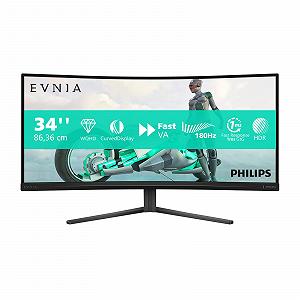 Монітор Philips Evnia 34M2C3500L 32 дюйми WQHD вигнутий ігровий 180 Гц 0.5 мс FreeSync Premium HDR10 темно-сірий synthetic.ua - Фото 1