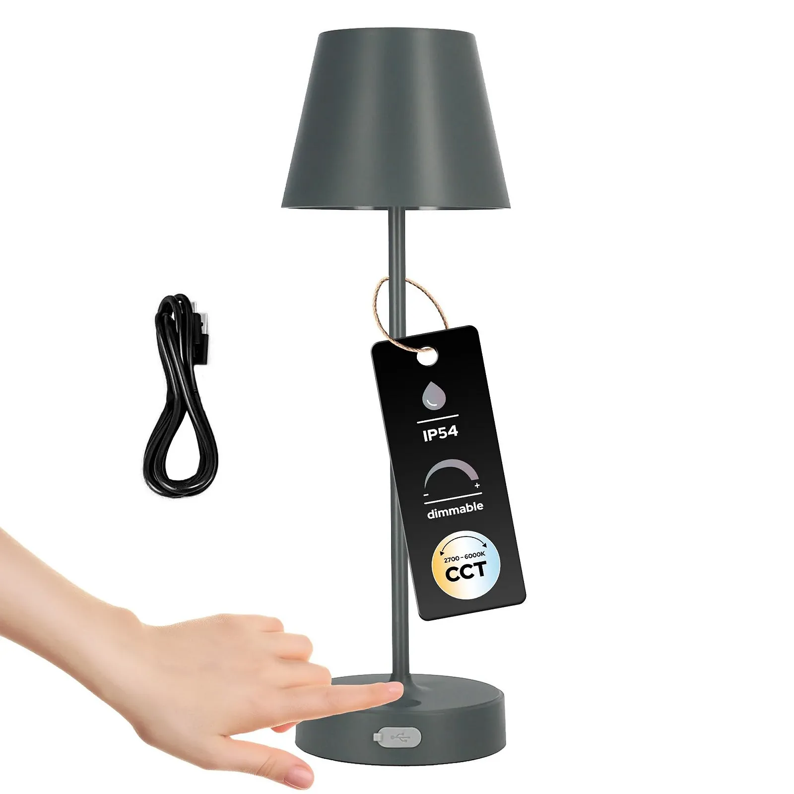 Настільна лампа LED EDO NELI 2.7 W Бездротова Акумуляторна з регулюванням яскравості 3 колірні температури CCT 2700K-6500K USB-C, фото №1