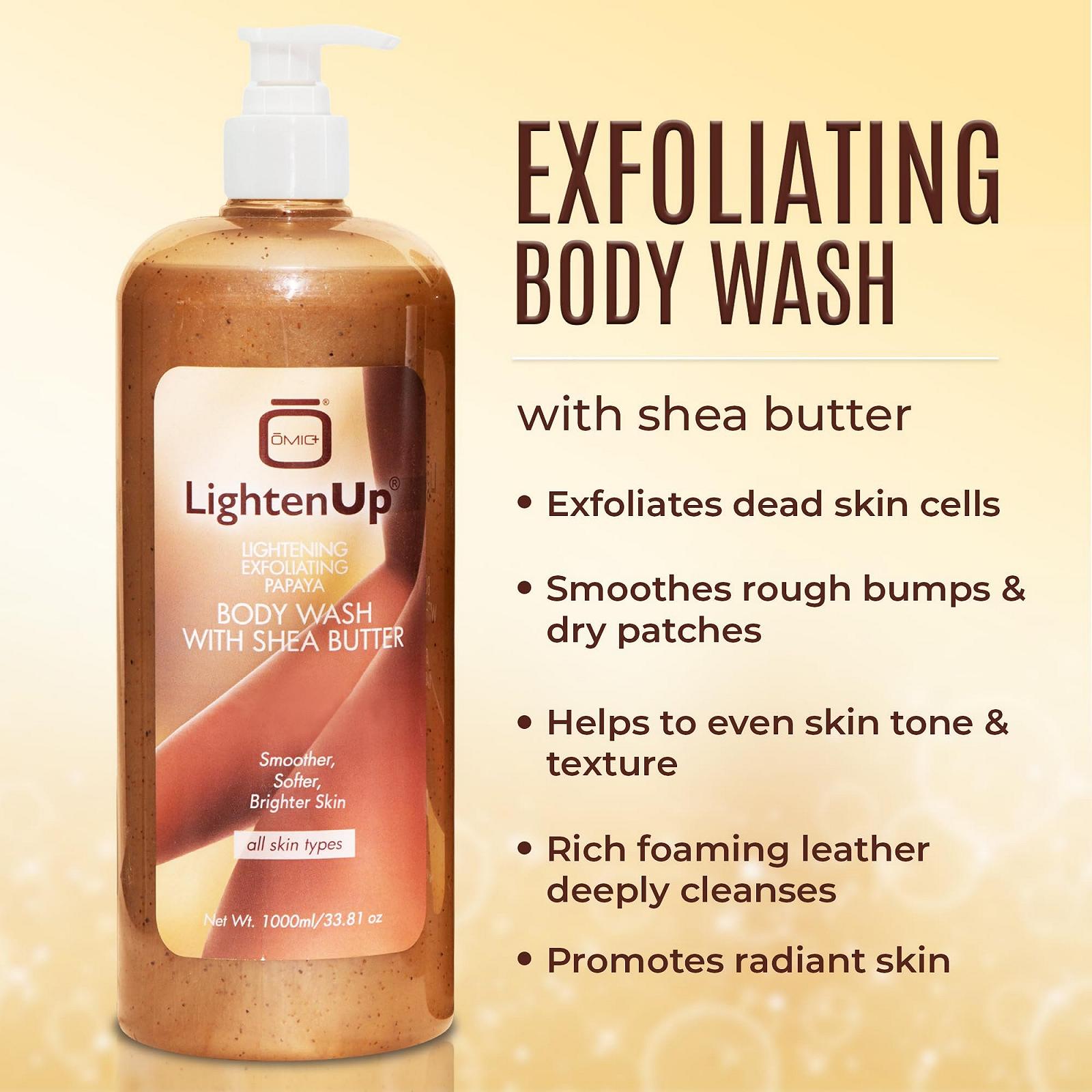 Гель для душу Omic LightenUp Plus відлущувальний з папаєю та олією ши 1000 мл / 33,81 унції, фото №3