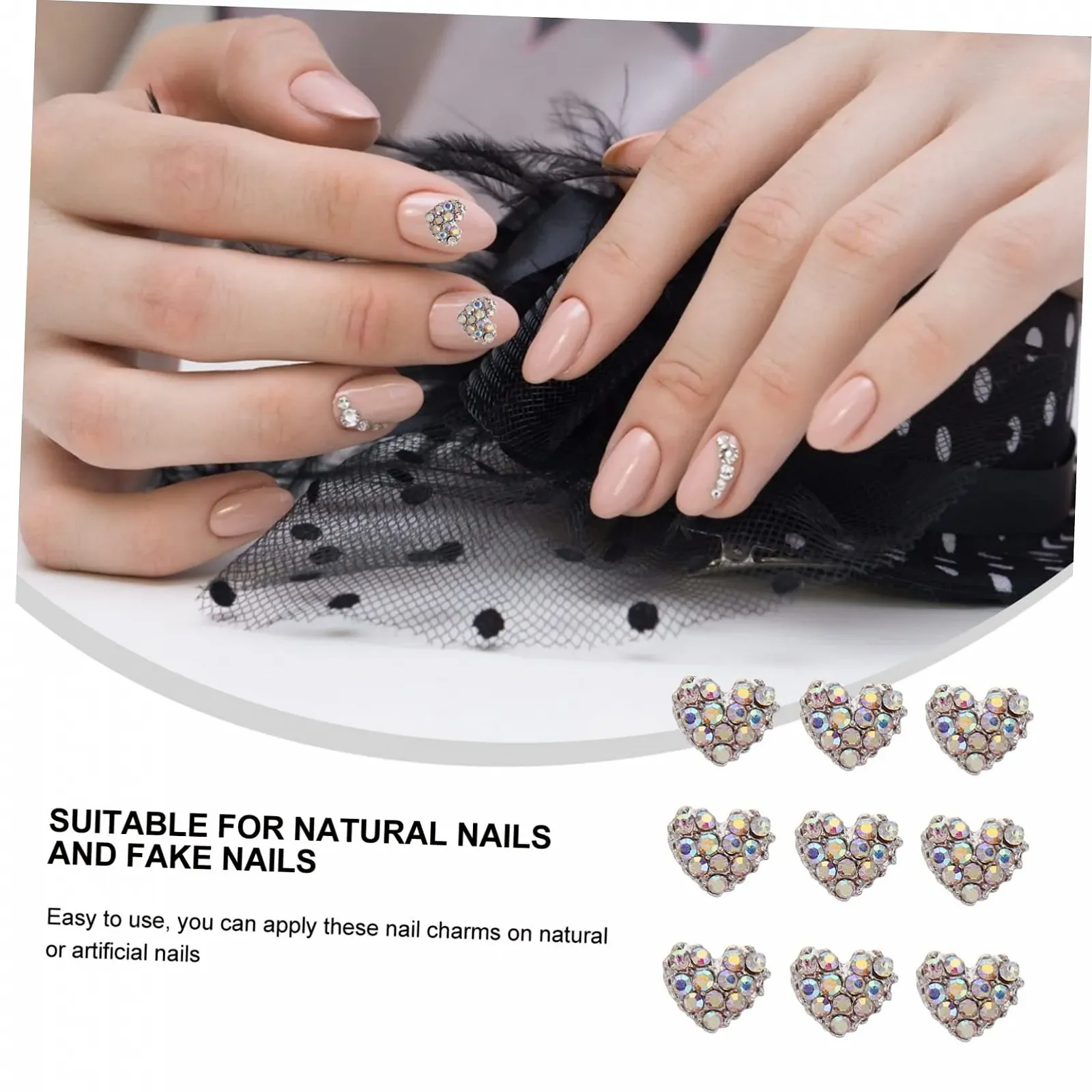 Стрази Прикраса для нігтів Серце Healvian. Блискучі Камінці для Нігтів, фото №9