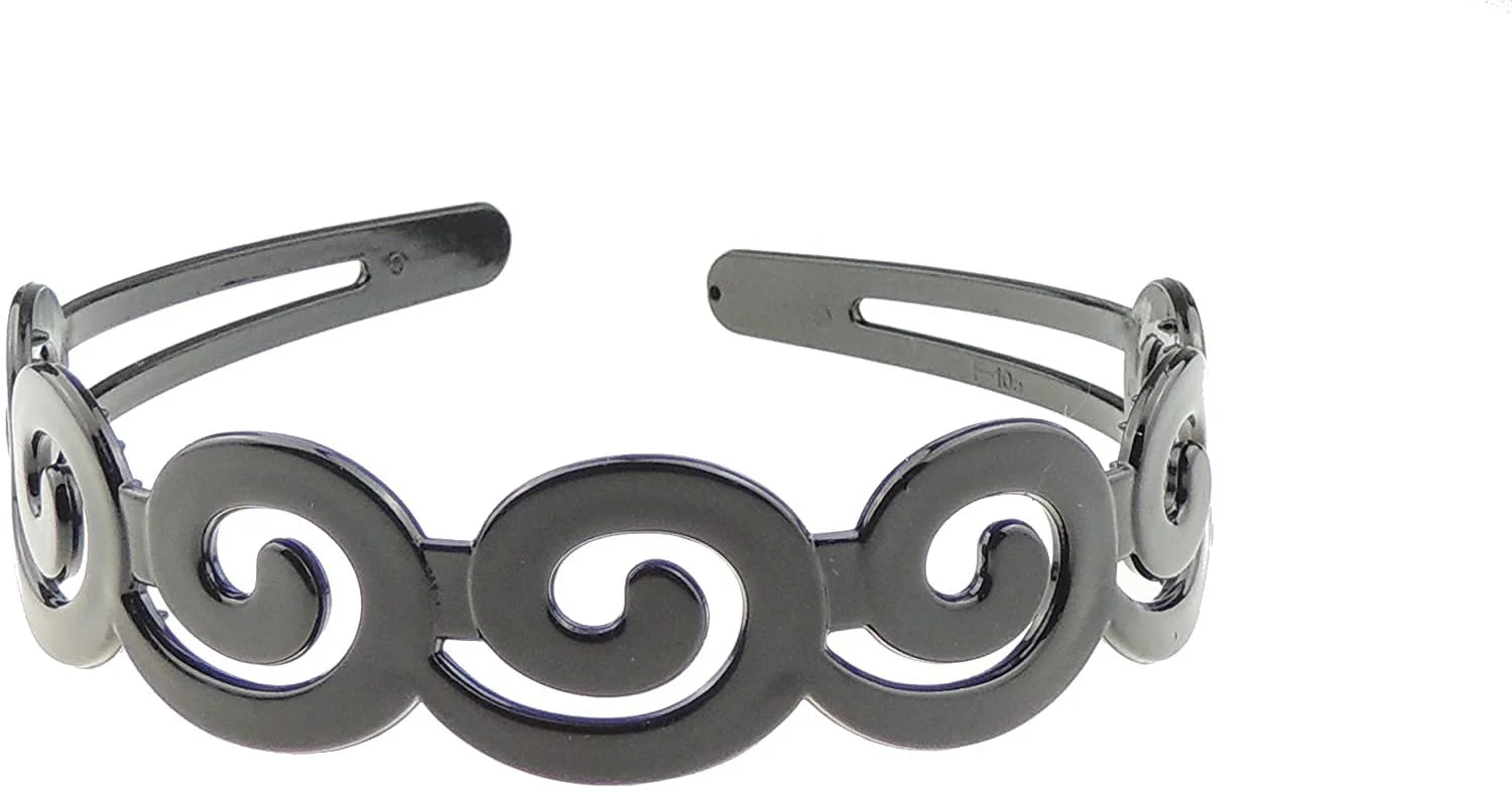 Обруч Glamour Girlz Широкий Трафаретний Виріз Хвилі (Чорний), фото №1