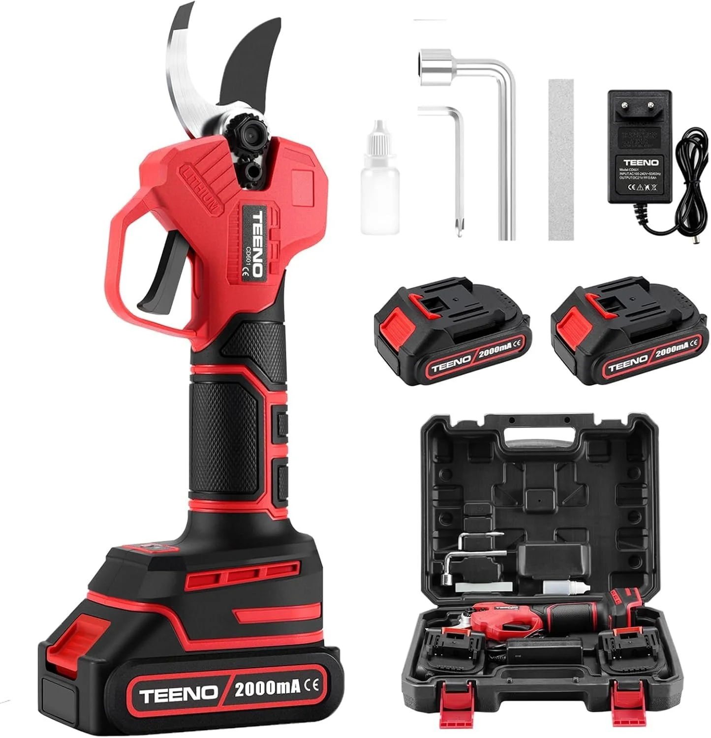 Секатор TEENO акумуляторний безщітковий електричний 2 x 2000mAh, фото №1