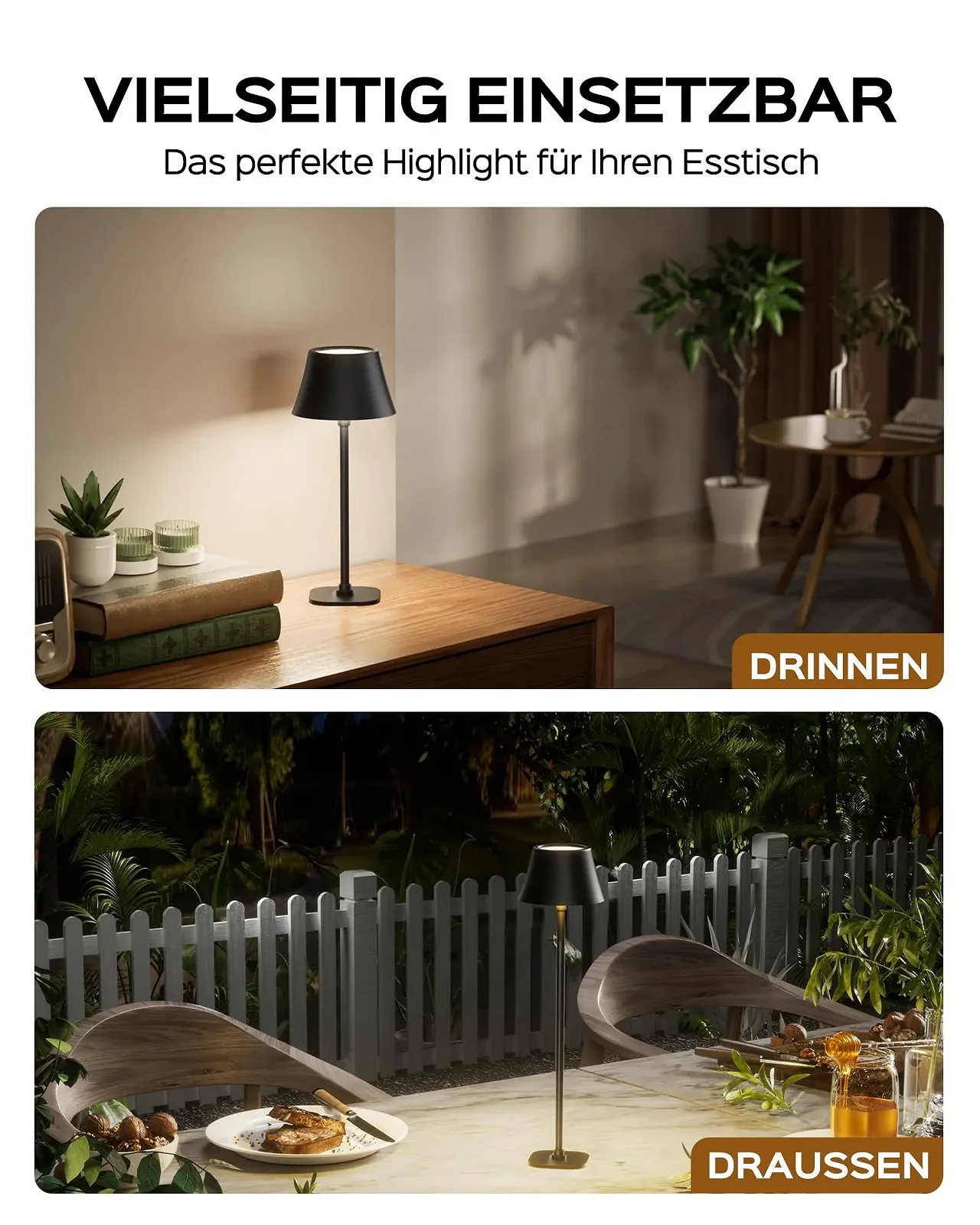 Настільна лампа JACKYLED бездротова 7 рівнів висоти регульована 3 колірні температури диммована акумуляторна 5000 mAh портативна LED водонепроникна, фото №6