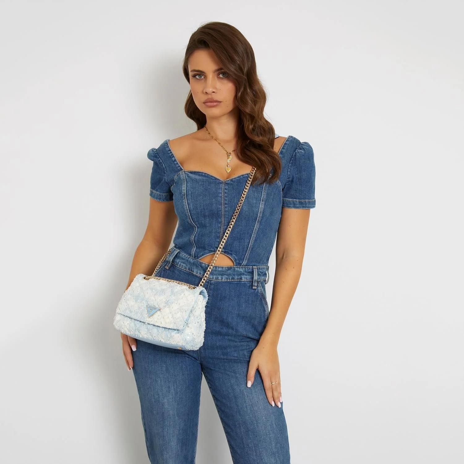 Сумка GUESS Rainee Quilt Convertible Xbody Flap Sky Blue, фото №2