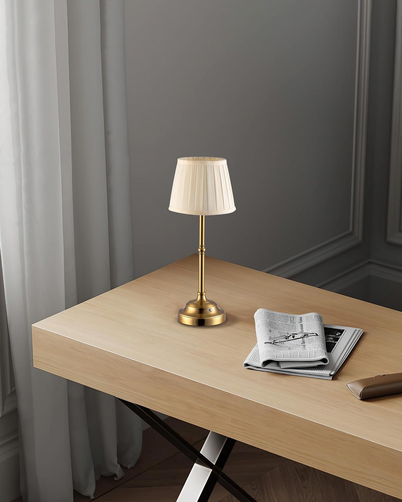 Настільна лампа LED Wireless Vintage 4000 мАг Акумуляторна Золотий і Бежевий, фото №7