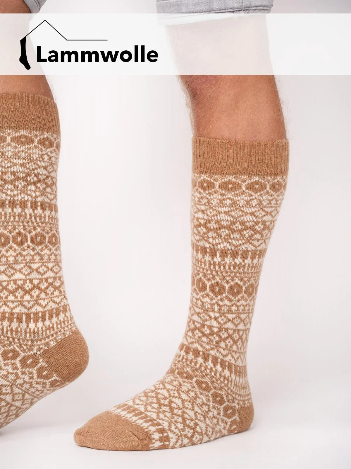 Пара вовняних шкарпеток до коліна Lamwoll Norwegian Socks для чоловіків та жінок, фото №4