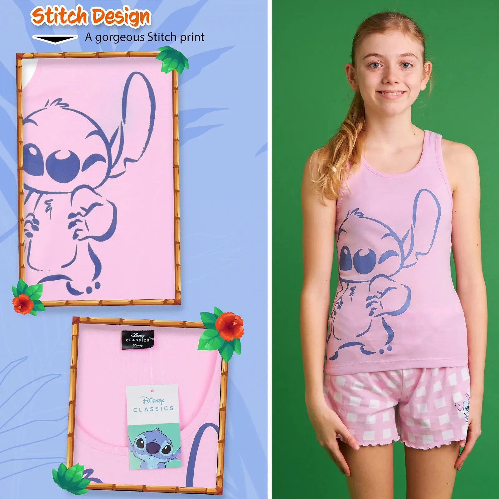 Піжама Disney Stitch для дівчат, літній комплект з шортами, рожевий - Stitch Things, фото №4 Піжама Disney Stitch для дівчат, літній комплект з шортами, рожевий - Stitch Things, фото №4