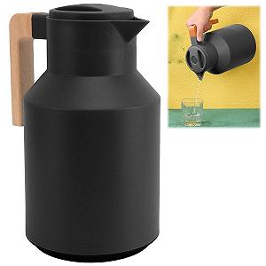 Термос для кави Tissting 1L, високоякісний термос-колба з подвійними стінками та буковою ручкою - Фото 1