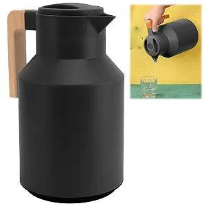 Термос для кофе Tissting 1L, высококачественный термос-колба с двойными стенками и ручкой из бука, нержавеющая сталь, для кофе и чая, для семьи, друзей, офиса - Фото 1