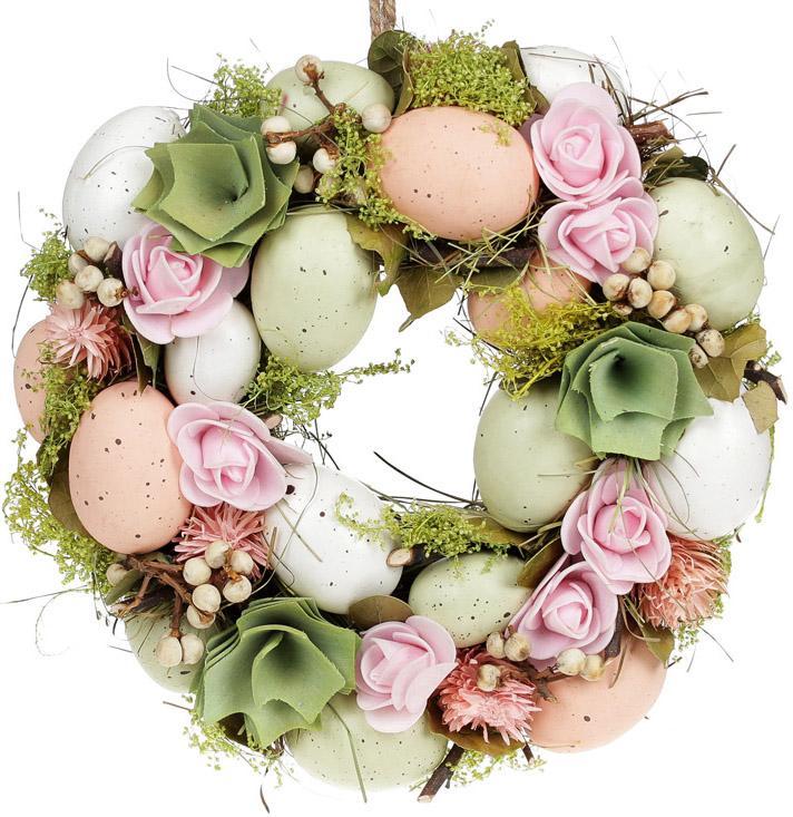 Венок Пасхальний Рожеві Квіти Ø24 см, фото №1