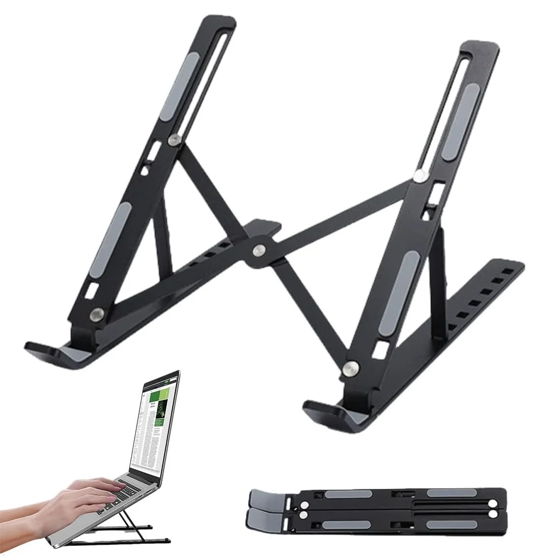 Підставка для ноутбука з 8 регульованими рівнями, нековзна з пластику та силікону, сумісна з Air Pro, HP, 10 - 15.6 дюймів, фото №1