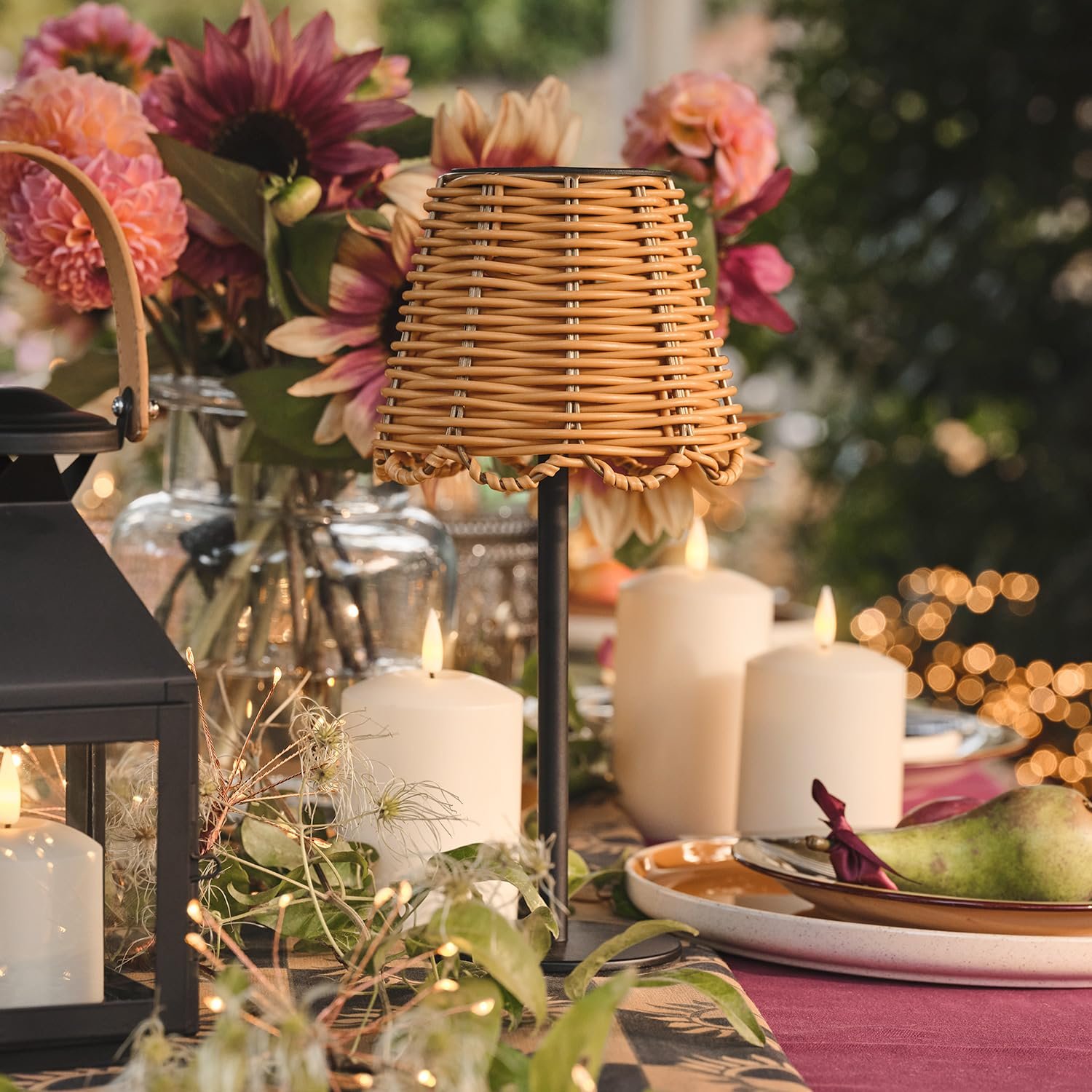 Настільна лампа Lights4fun Curve плетена LED сонячна енергія 28 см, фото №4