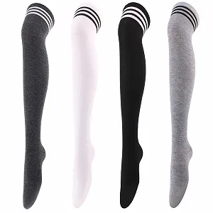 Гольфи Жіночі в смужку вище коліна, 4 пари, різнокольорові, M - Фото 1