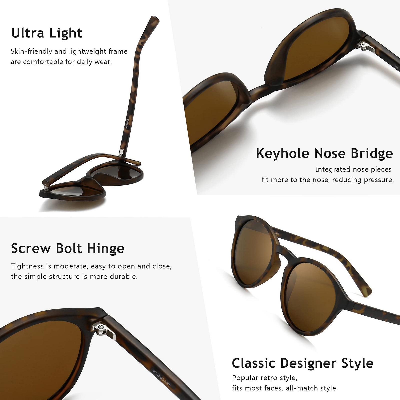 Сонцезахисні окуляри Жіночі Ретро Поляризовані SUNGAIT Круглі UV400, фото №4