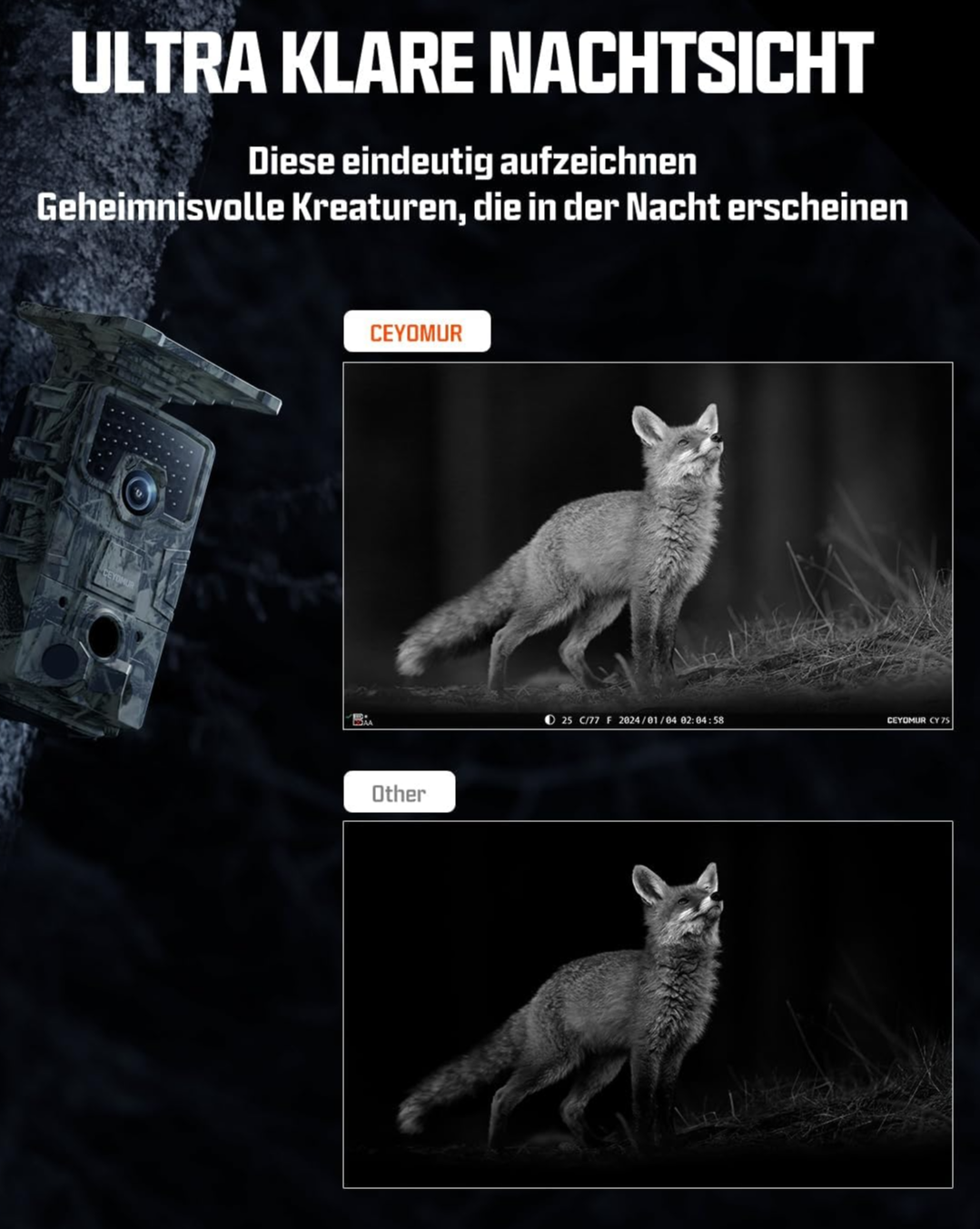 Фотопастка з сонячною панеллю Ceyomur CY95 / 40MP / 4K / Wi-Fi / Зелена, фото №4