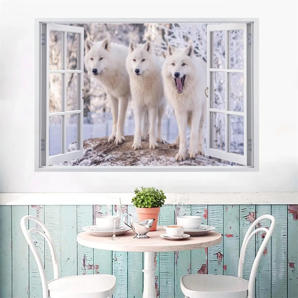 Настінна наклейка Wolf 3D Breakthrough Effect Wolf Wall Hole 75 x 50 см, фото №5 Настінна наклейка Wolf 3D Breakthrough Effect Wolf Wall Hole 75 x 50 см, фото №5