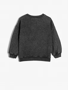 Світшот Koton для дівчат, з довгими рукавами, круглим вирізом горловини, з принтом, з м'якою внутрішньою стороною synthetic.ua - Фото 1