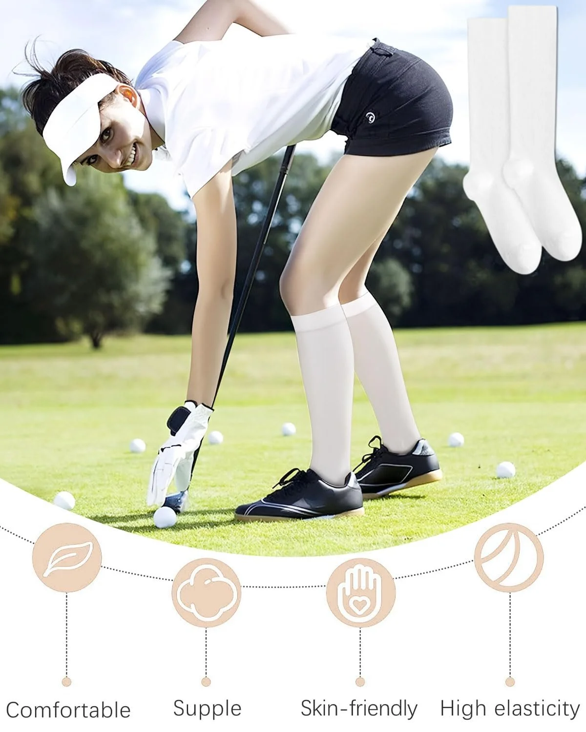 Жіночі гольфи до коліна Білі, фото №6