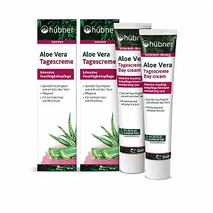 Денний крем hübner Aloe Vera зволожувальний з алое вера та пантенолом для сухої та чутливої шкіри 2 x 50 мл - Фото 1