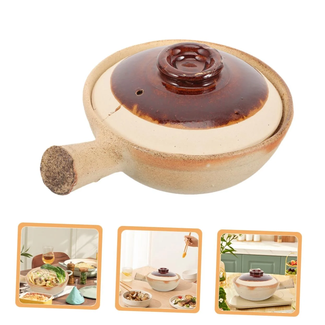 Керамічний Ківш Veemoon з кришкою для супу та тушкування Термостійкий, фото №9