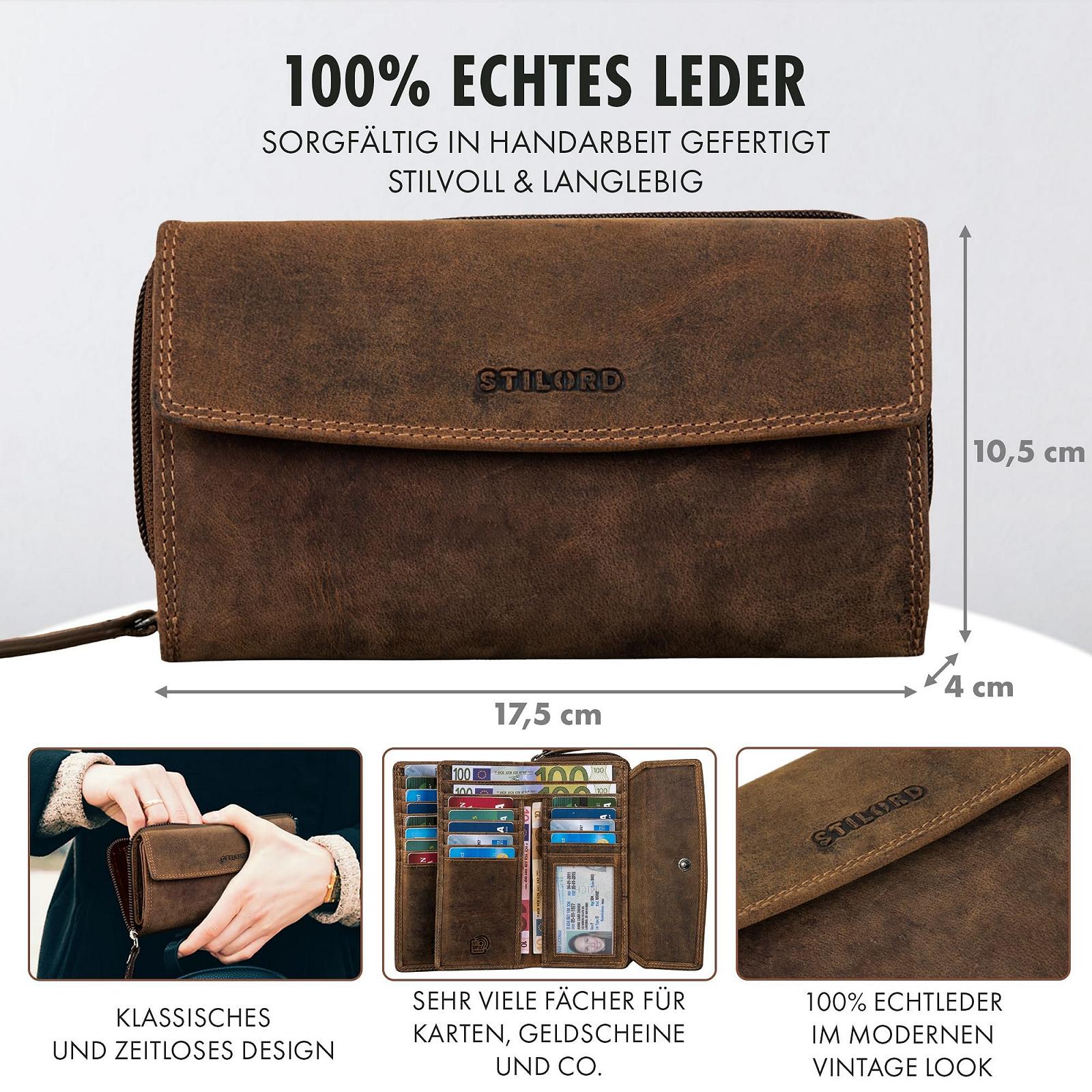 Кошелек STILORD Alea Женский Кожаный Большой RFID Защита Винтажный NFC Кошелек на Молнии в Подарочной Коробке Bergamo - Коричневый, фото №7
