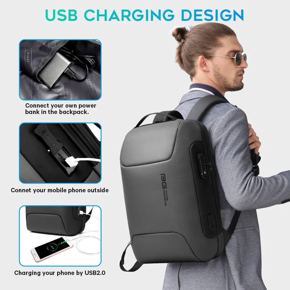 Рюкзак для ноутбука Bange Anti-Theft 15.6" с USB-портом Черный / Серый, фото №4 Рюкзак для ноутбука Bange Anti-Theft 15.6" с USB-портом Черный / Серый, фото №4