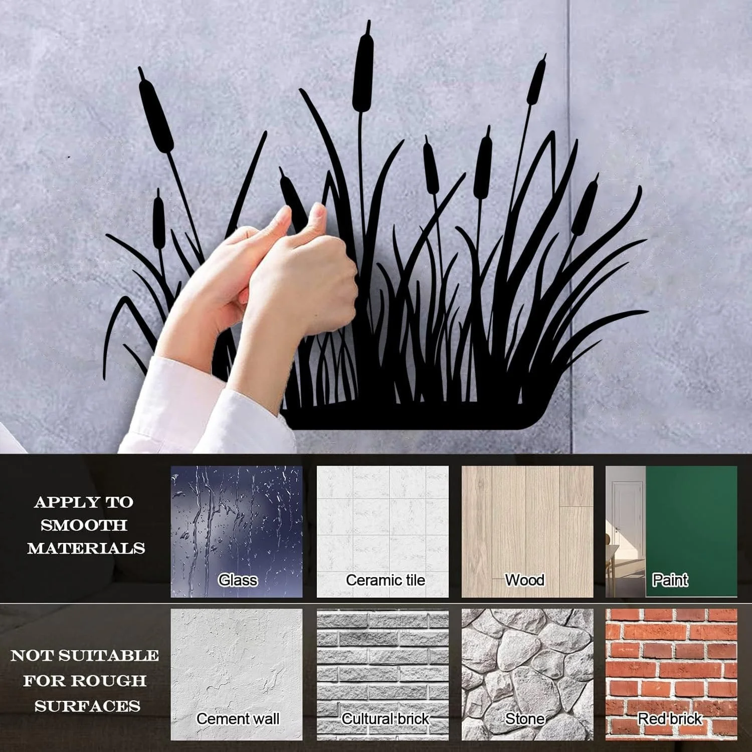 Наклейка на стіну Nature Reed Swamp Vinyl Wall Art 36 x 48 см Чорний, фото №5 Наклейка на стіну Nature Reed Swamp Vinyl Wall Art 36 x 48 см Чорний, фото №5