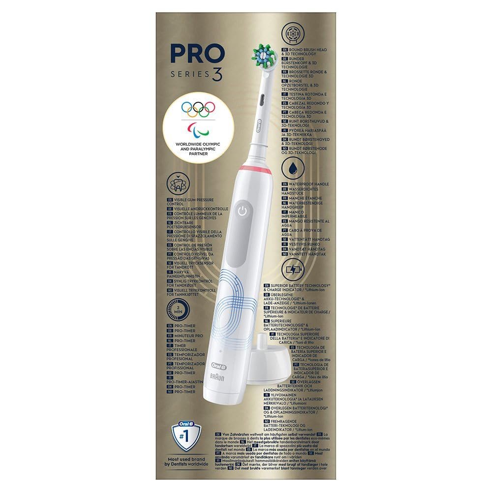 Електрична зубна щітка Oral-B Pro Series 3D, біла, 1 x 3D чистяча насадка, видаляє наліт, 3 режими чищення, таймер, акумуляторна, фото №3