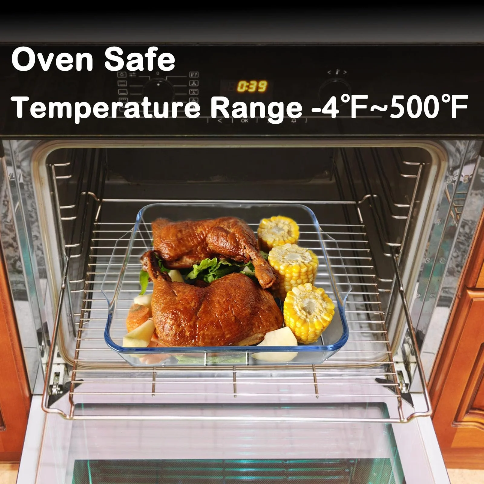 Форма для запекания Стеклянная квадратная Боросиликатное стекло 7.8 дюйма для духовки и аэрофритюрницы, фото №5