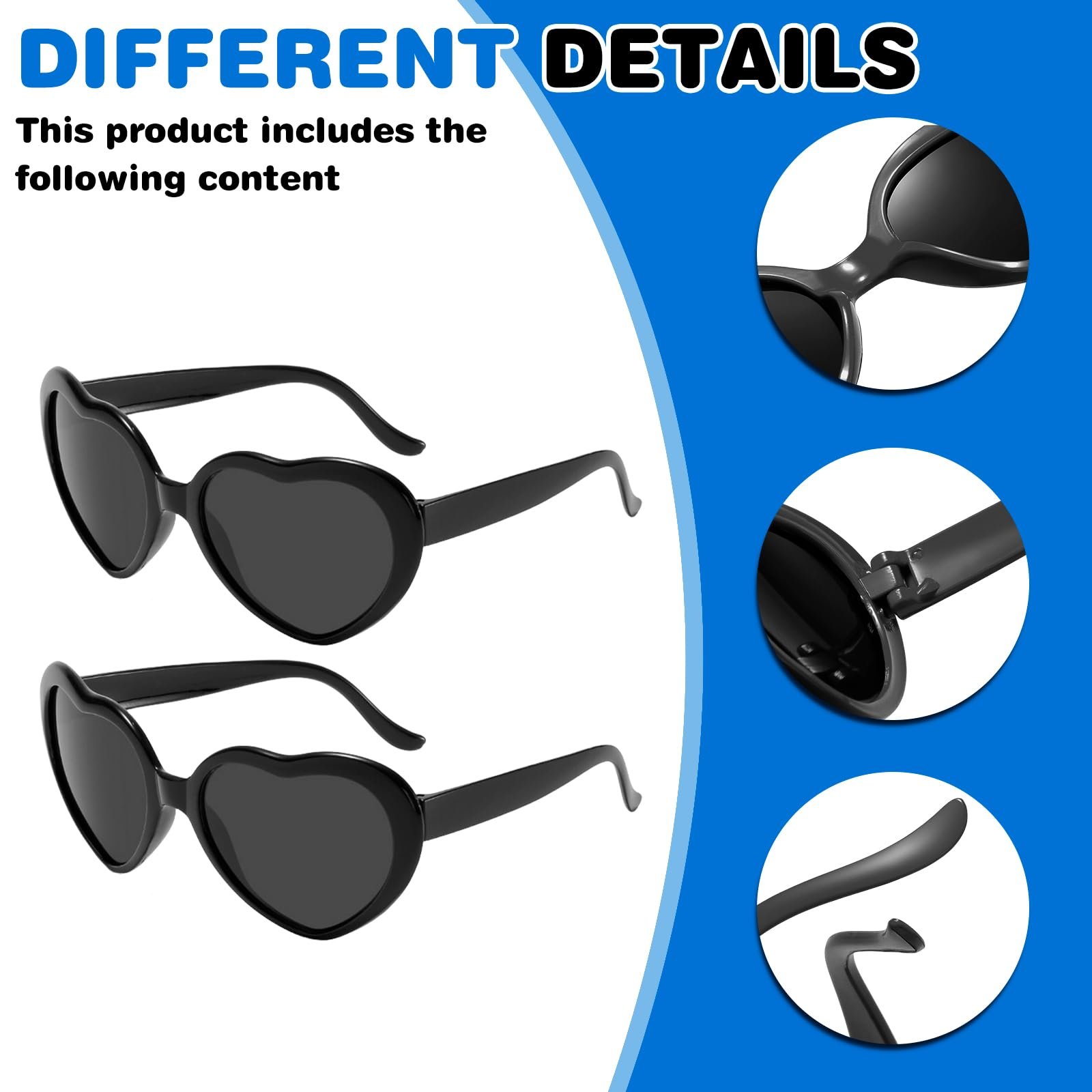 Сонцезахисні окуляри Серце Sporgo 12 шт Чорний, фото №7