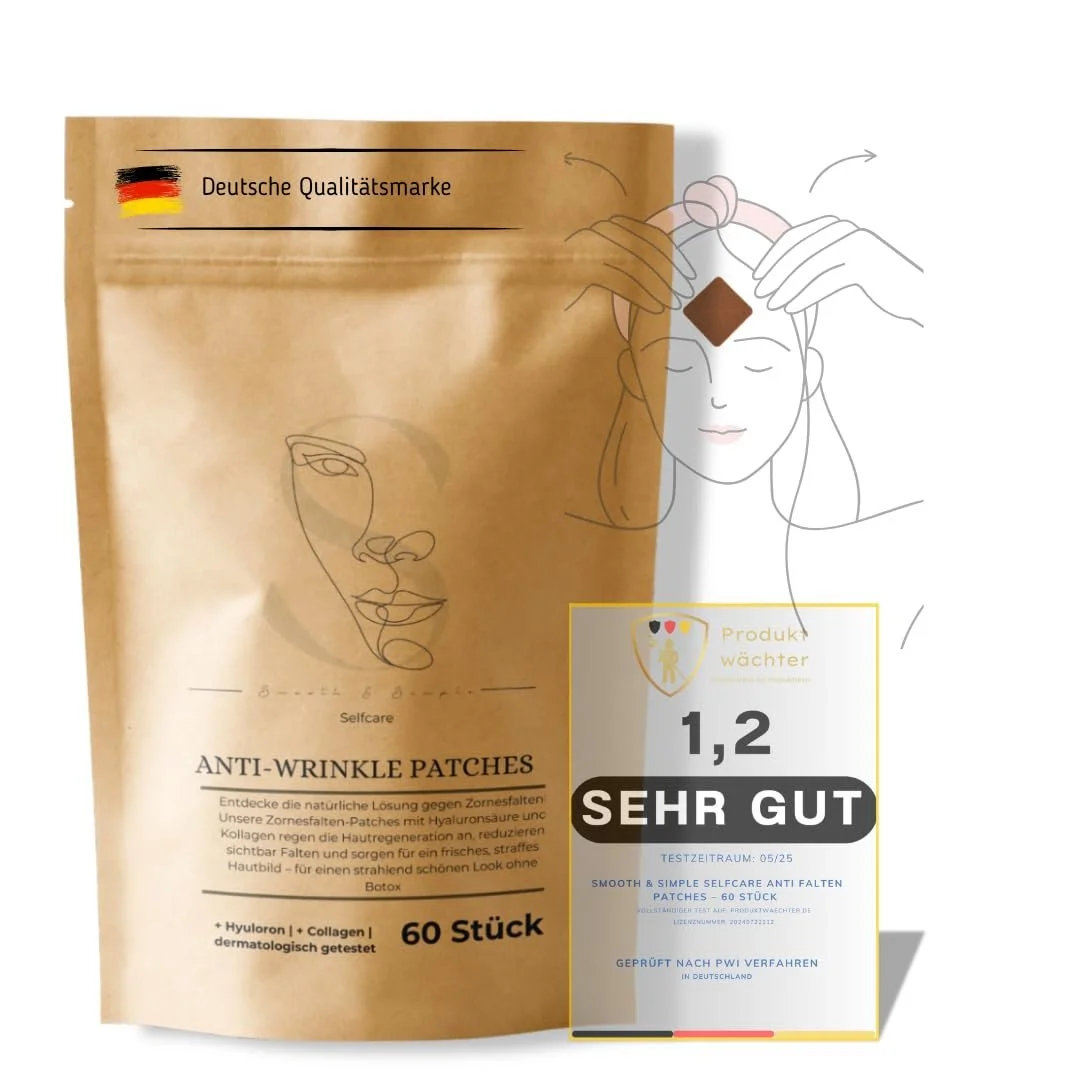 Патчи для лица Smooth & Simple Anti-Wrinkle с гиалуроновой кислотой и коллагеном, 60 шт, абрикосовый цвет, фото №1