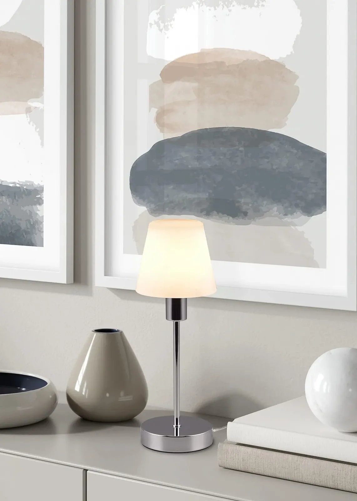 Настільна лампа Trio Leuchten Luis II 595700106 Хром Метал Біле алебастрове скло E14 Touch, фото №6