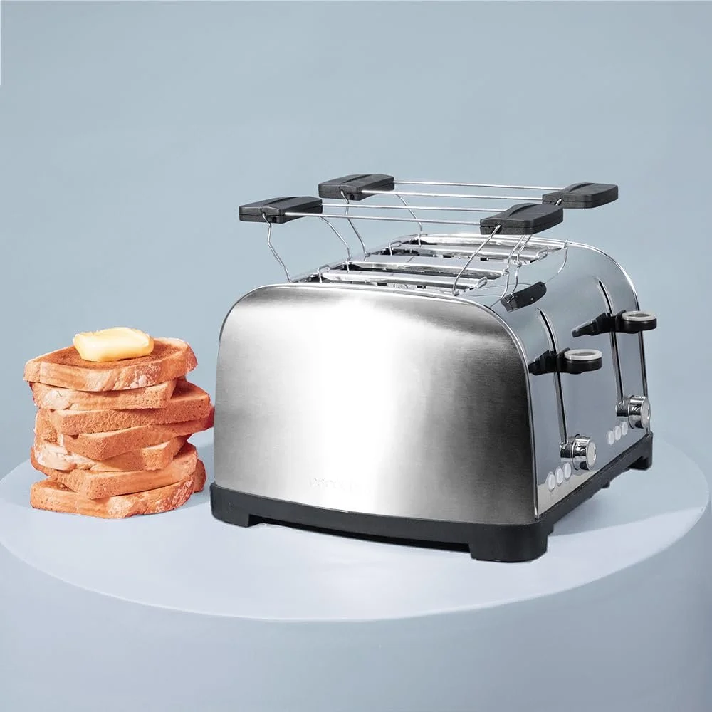 Тостер вертикальний Cecotec Toastin' time 1700 Вт, 4 коротких слоти, широкий слот 3,8 см, 2 тримачі для булочок та піддон для крихт, нержавіюча сталь, фото №5