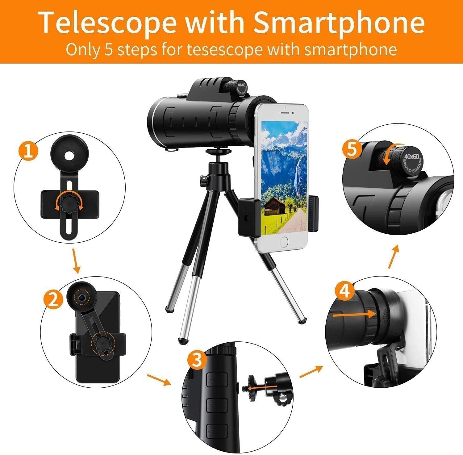 Монокуляр ED Glass Monocular Ultra Ultra Clear Multi 40 x 60, фото №5