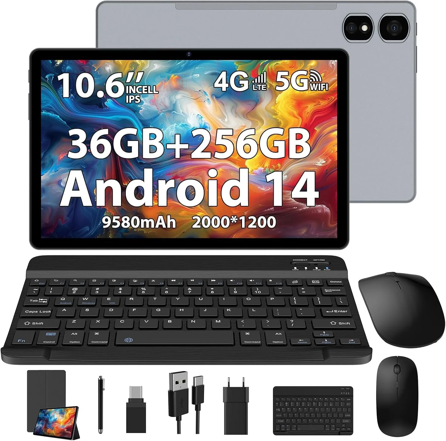 Планшет 11" 2K Tigerfu M109 12/256Gb 4G 2-SIM 8 ядер Android 14 9580 mAh Чорно-сірий, фото №1