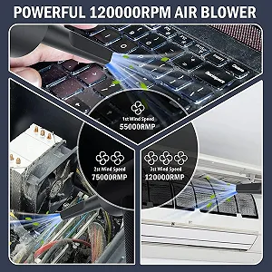 Акумуляторна повітродувка YOMILE 120000 RPM 7600 мАг 3 швидкості synthetic.ua - Фото 1