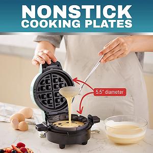 Вафельница Elite Gourmet EWM380M, антипригарная, для больших вафель 3,8 см, для сыпучих или фаршированных вафель, рёшти, кето, закусок, сэндвичей, яиц, простая очистка, мятно-зеленая synthetic.ua - Фото 1