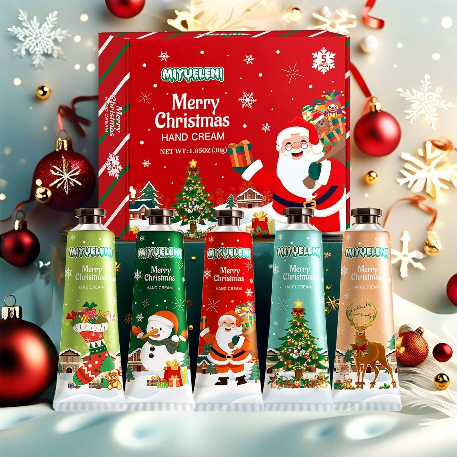 Набор кремов для рук Мини-набор кремов для рук 5 шт. Рождественские подарки. Рождественский крем для рук для очень сухой кожи рук для женщин, мужчин, семьи и друзей, фото №3 Набор кремов для рук Мини-набор кремов для рук 5 шт. Рождественские подарки. Рождественский крем для рук для очень сухой кожи рук для женщин, мужчин, семьи и друзей, фото №3