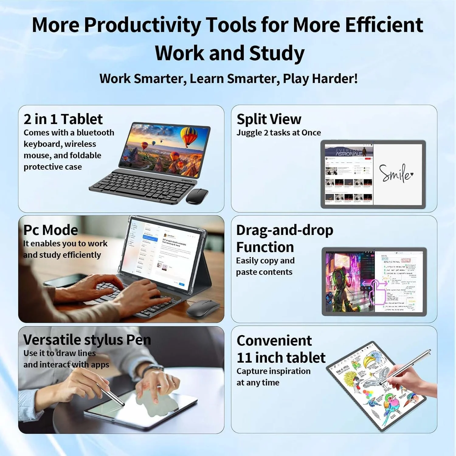 Планшет 11" HISORL P80 (6+6)/128Gb 8 ядер Android 14 8000 mAh Блакитний, фото №5 Планшет 11" HISORL P80 (6+6)/128Gb 8 ядер Android 14 8000 mAh Блакитний, фото №5