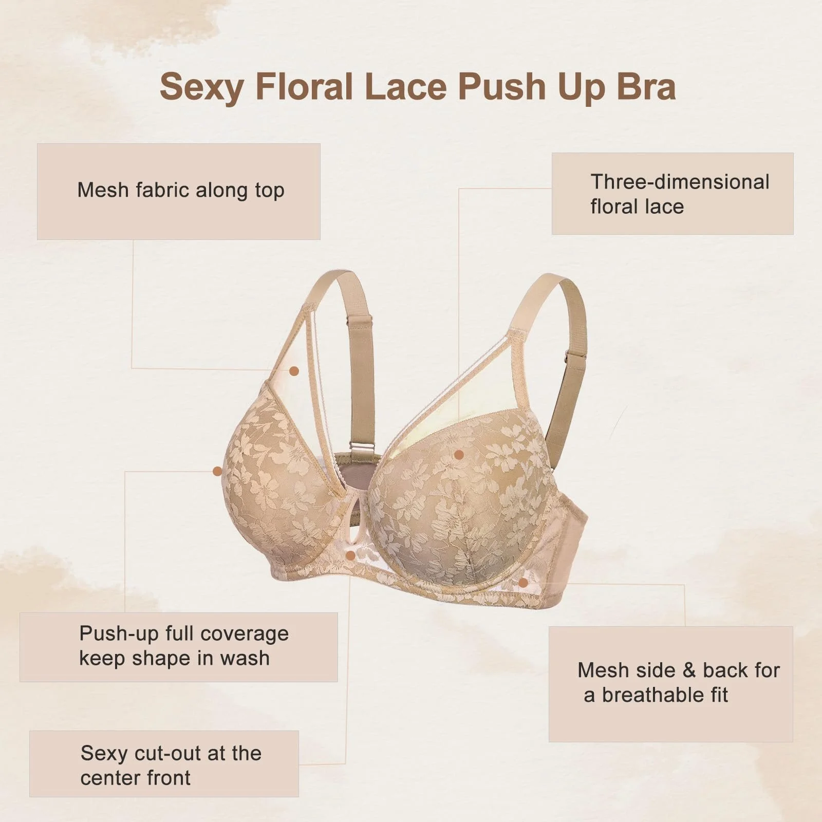 Бюстгальтер FallSweet Push Up кружевной на косточках классический, фото №4
