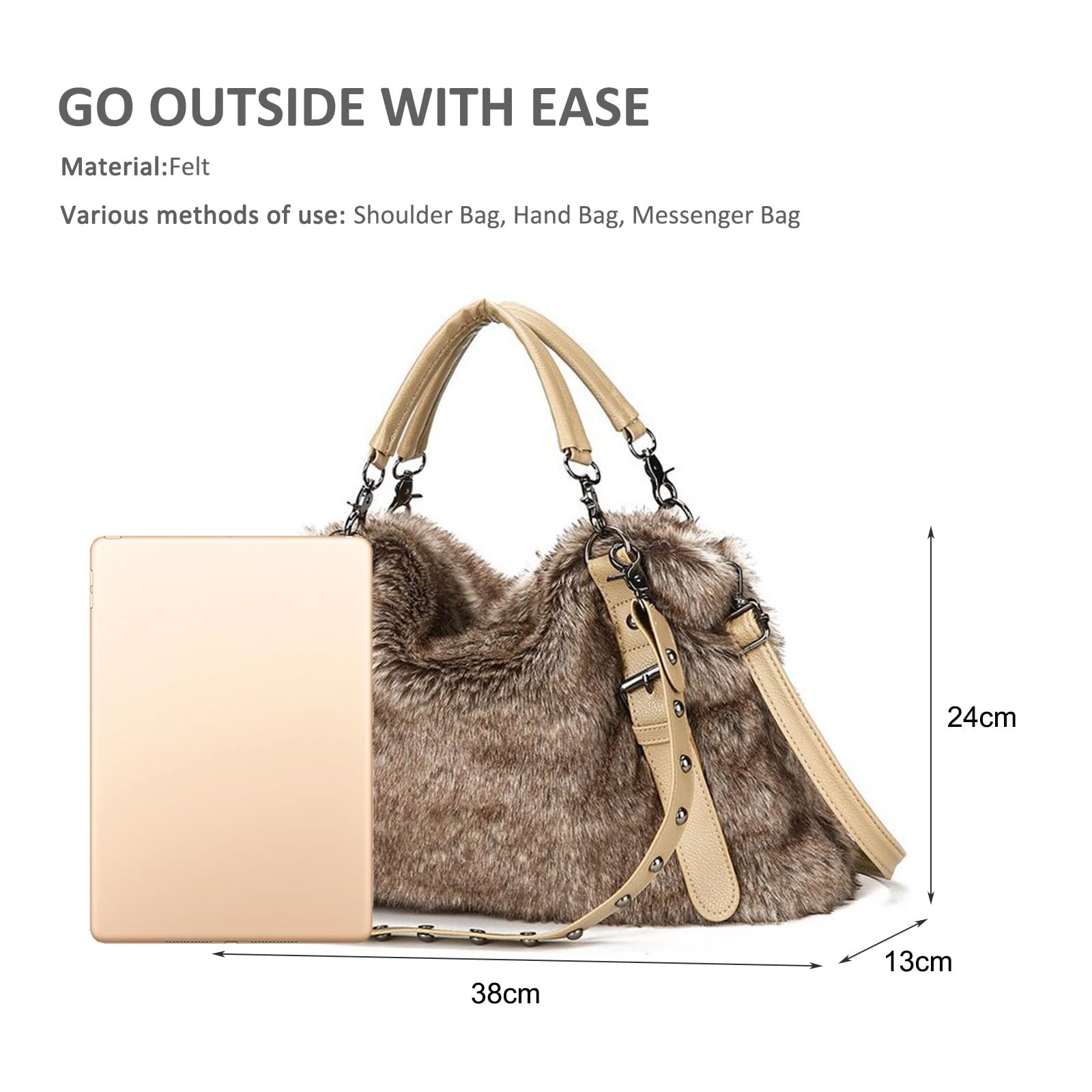 Большая Сумка-тоут NICOLE & DORIS из искусственного меха, плюшевая сумка для переноски, пушистая сумка через плечо, меховая сумка-шоппер для покупок, путешествий и работы, фото №5 Большая Сумка-тоут NICOLE & DORIS из искусственного меха, плюшевая сумка для переноски, пушистая сумка через плечо, меховая сумка-шоппер для покупок, путешествий и работы, фото №5