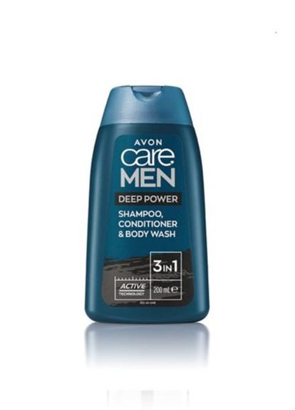 3-в-1 Шампунь кондиционер и гель для душа Avon Сила черного угля 200 мл, фото №1